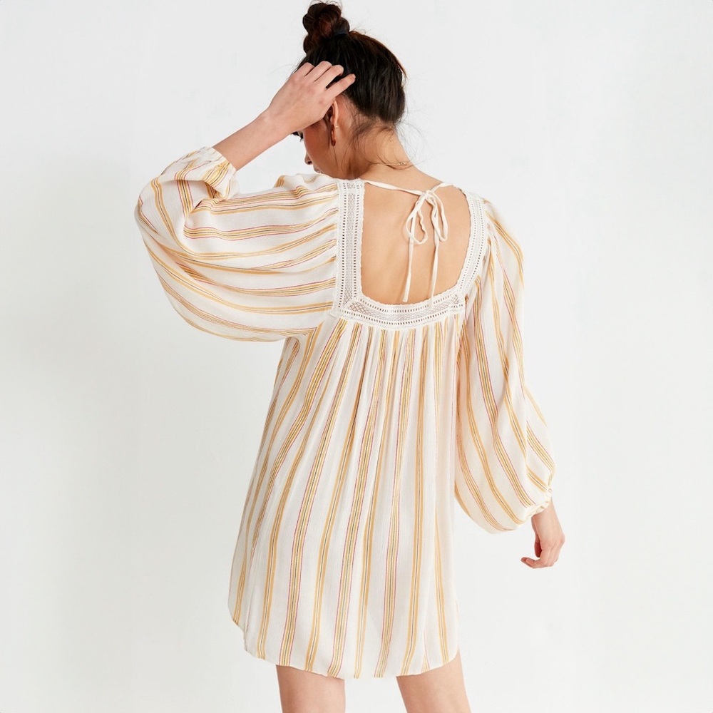 Urban Outfitters Crochet Swing Dress in Neutral Yellow Multi